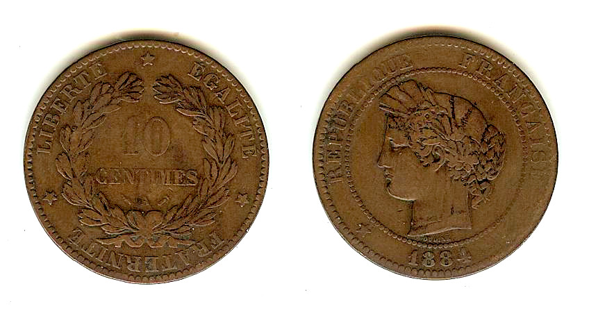 10 centimes Cérès 1884 Paris TB+